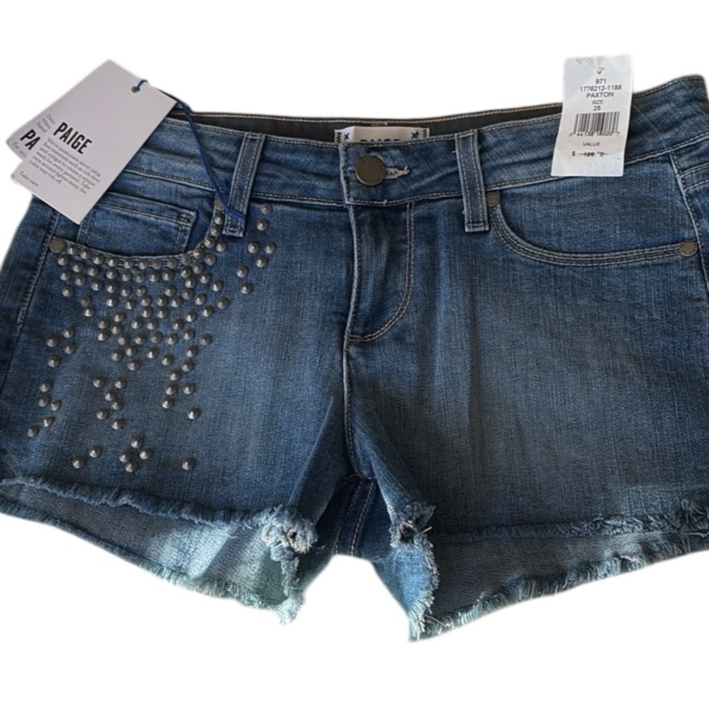 Paige Paxton studded NWT, denim shorts, size 25